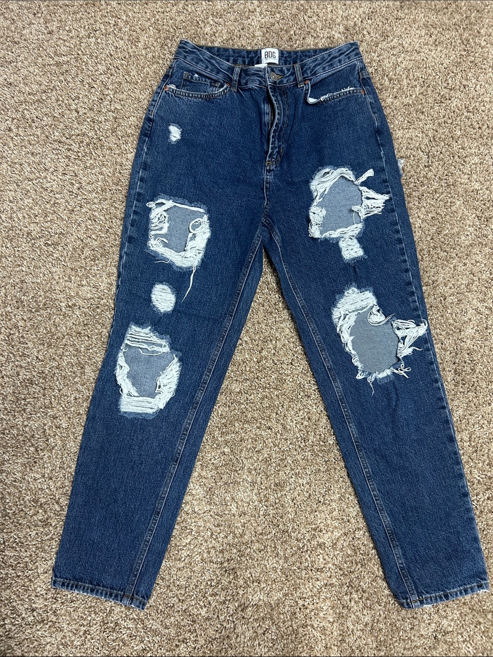 BDG Dark Blue Distressed Boyfriend Jeans